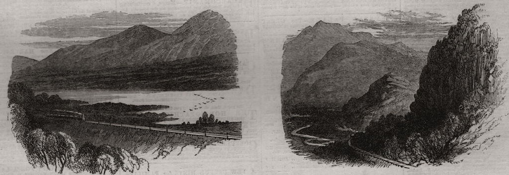 Inverness and Perth Railway. Loch Inch; Craigellachie. Scotland 1863 old print